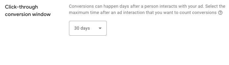 google ads click-through conversion window